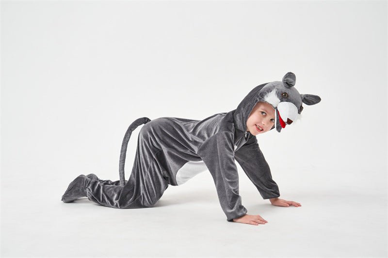 Halloween Big Bad Wolf Plays Parent-Child Animal Siaman Children's Drama Stage Performance Costume Big Tail Wolf