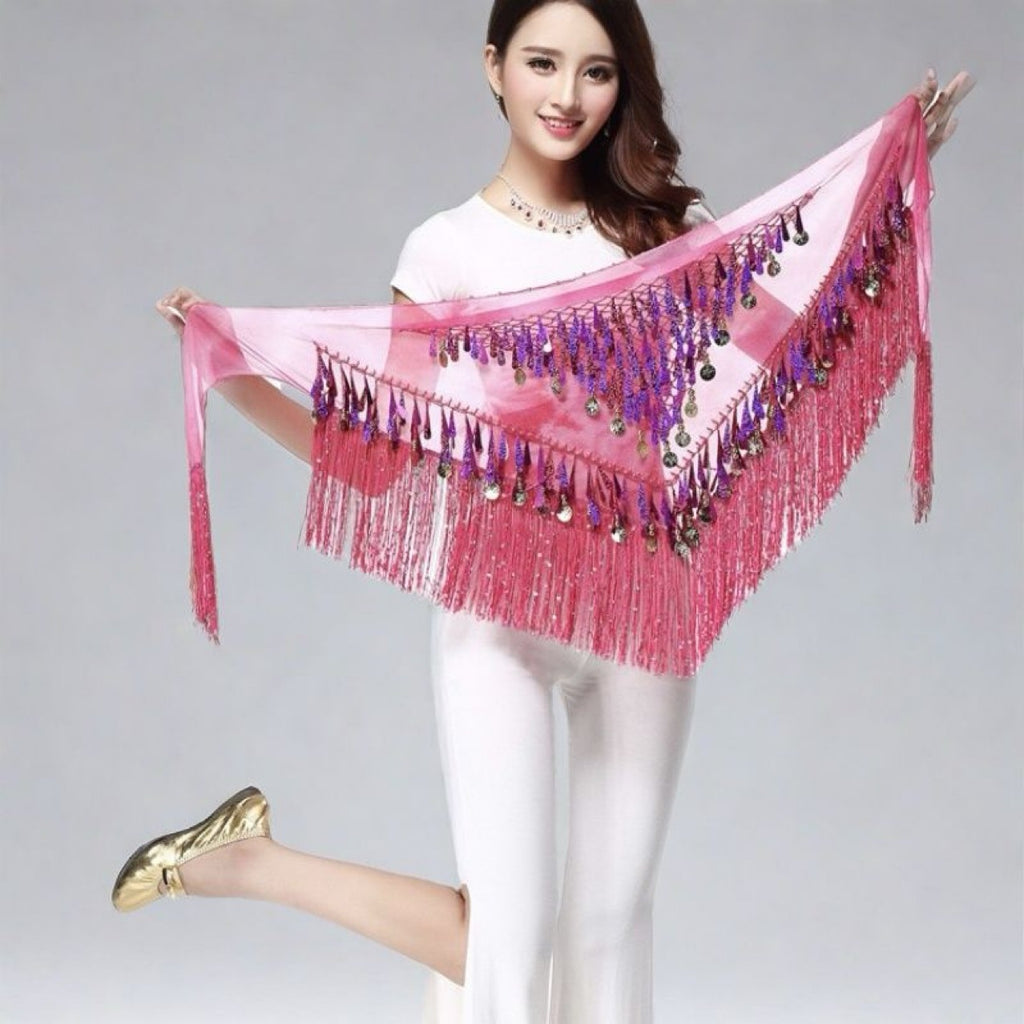 Halloween in stock Indian Dance Dress Flash Tassel Waist Towel Belly Dance Hip Towel Waist Chain Latin Dance Waist Towel Wholesale
