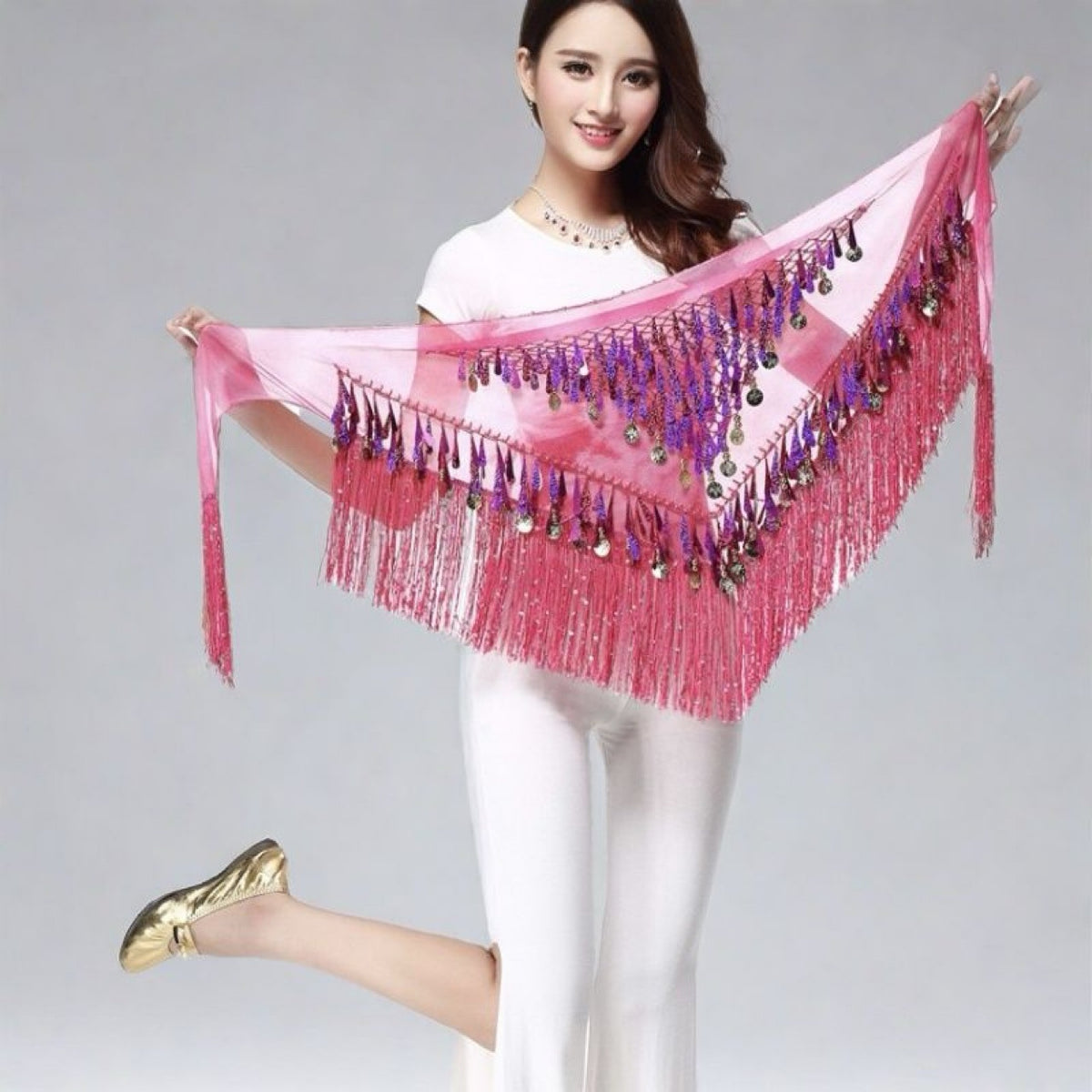 Halloween in stock Indian Dance Dress Flash Tassel Waist Towel Belly Dance Hip Towel Waist Chain Latin Dance Waist Towel Wholesale