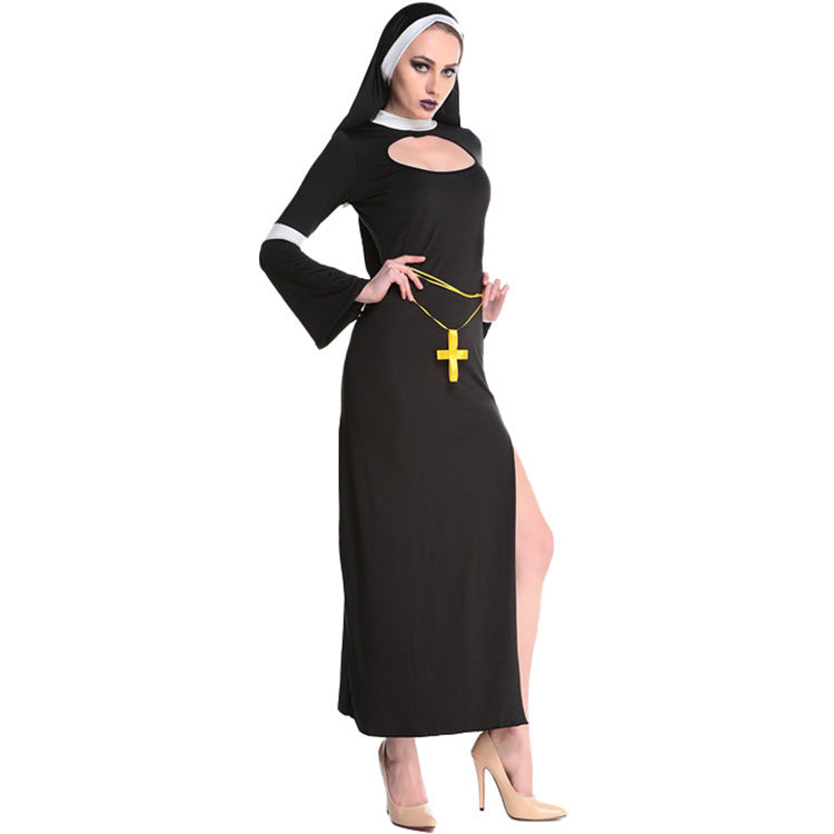 Foreign Trade Adult Female Halloween cos Costume Masquerade Nuns Cosplay Clothing Stage Performance Clothing suit