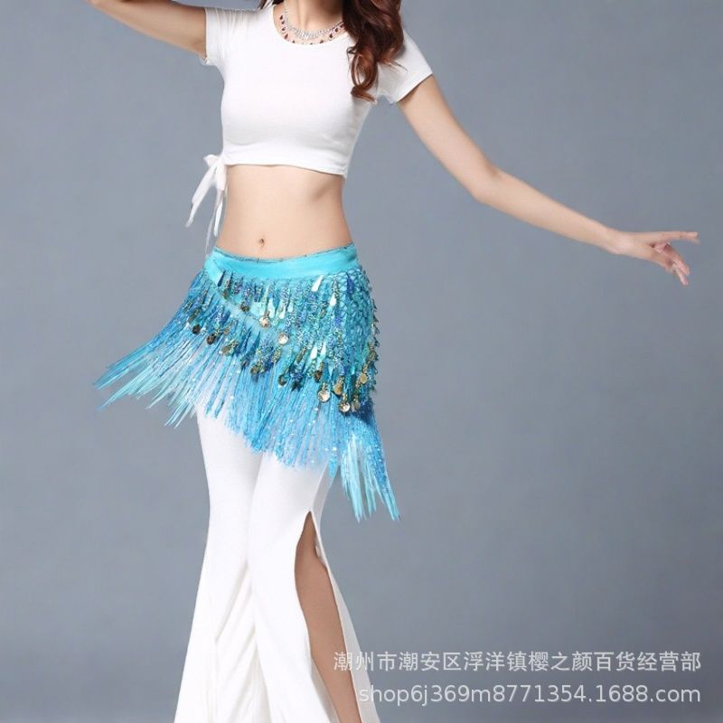 Halloween in stock Indian Dance Dress Flash Tassel Waist Towel Belly Dance Hip Towel Waist Chain Latin Dance Waist Towel Wholesale