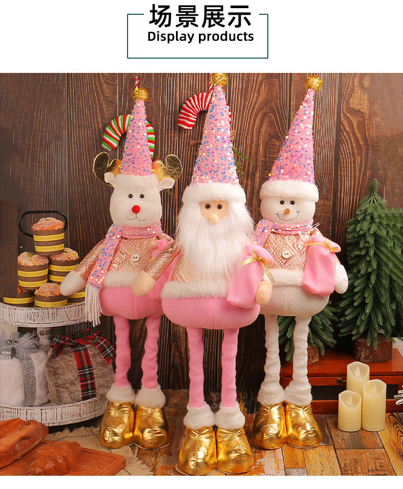 A variety of Christmas standing telescopic doll hotel window Christmas snowman elk doll decorative ornaments