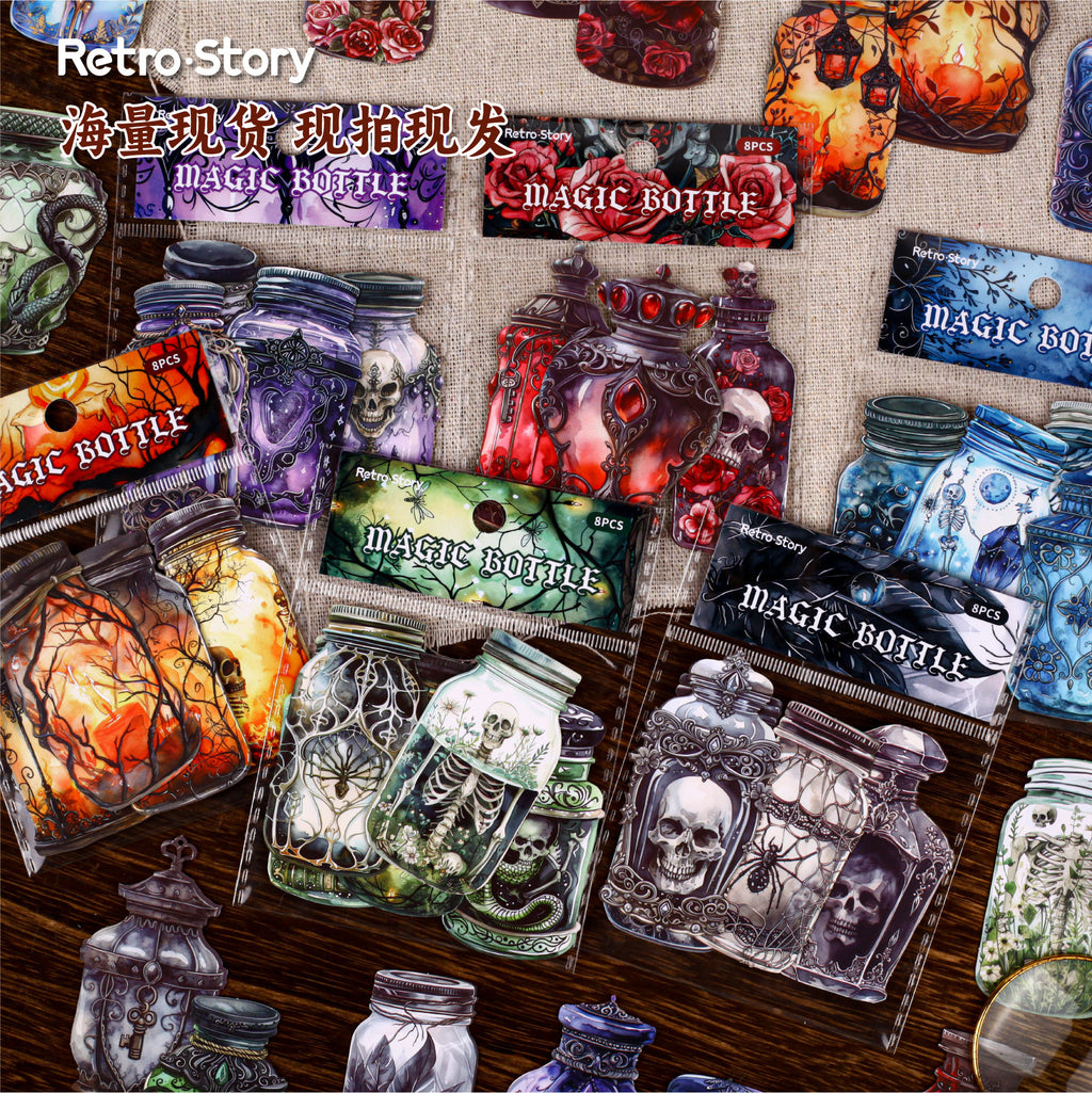 Retrostory Magic Bottle Series DIY Retro Landscaping Stickers Creative Decorative Stickers 8 Handbook Stickers