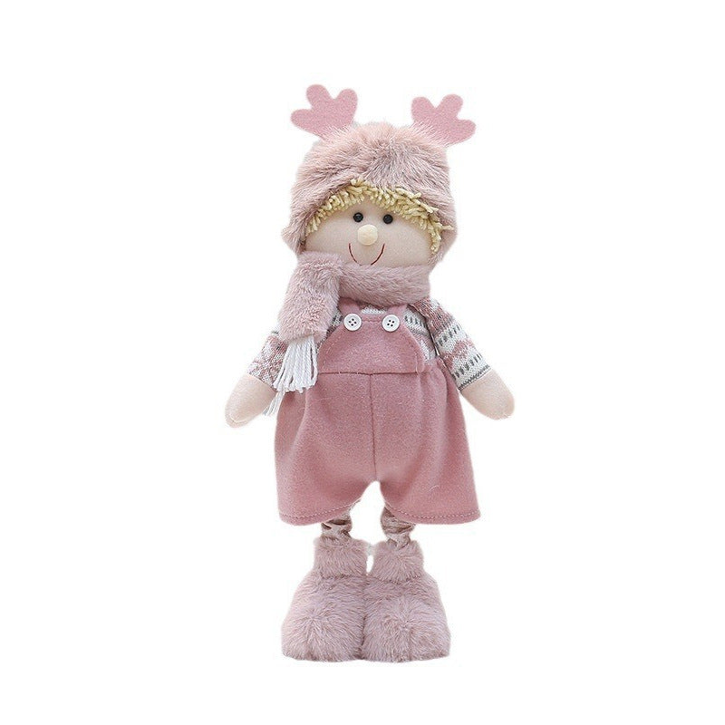 Cross Border Christmas Decorations Pink Antlers Doll Fabric Boys and Girls Doll Standing Doll Desktop Ornaments