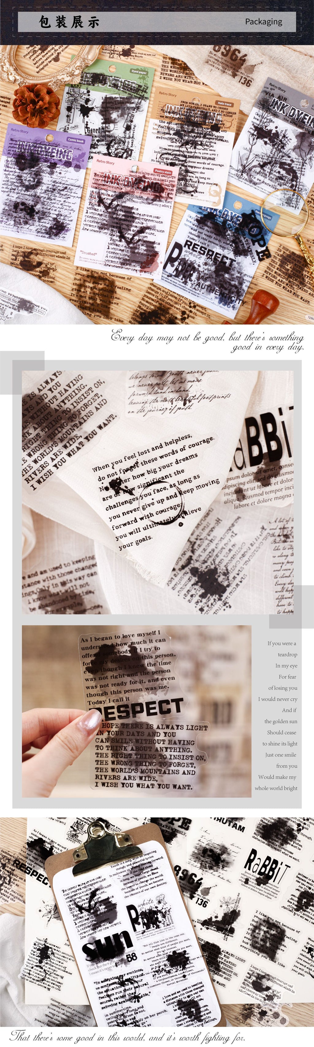 Retrostory Ink Dye Series Retro Background Decorative Stickers DIY Creative Base Material Collage Handbook Stickers