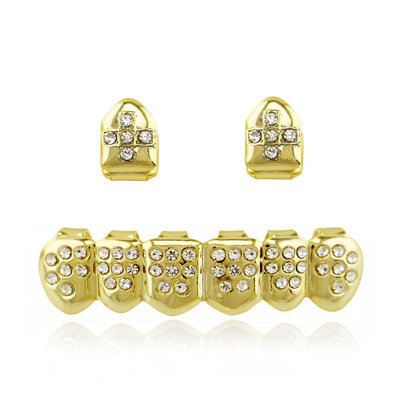 European and American hiphop bright single hip-hop braces colored diamond smooth suit decorated with colored diamond suit vampire gold braces