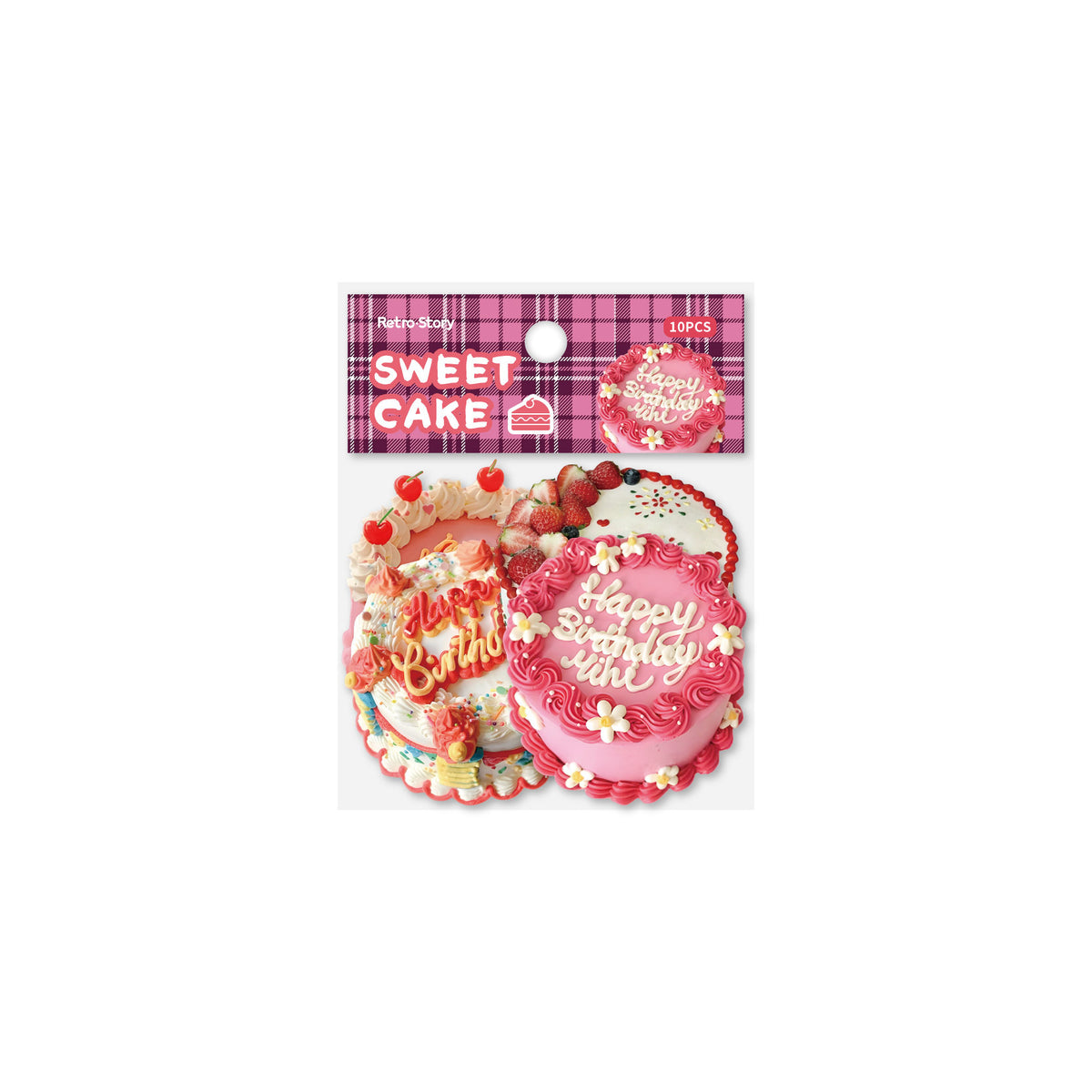 Cross-Border Retrostory Cake Series Cartoon Food Journal Stickers 10 Creative Realistic Base Decoration Stickers