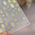 Gold Foil Christmas Tree Nail Stickers New Embossed Ins 3D Internet Celebrity 3D Snowflake Nail Stickers Decoration