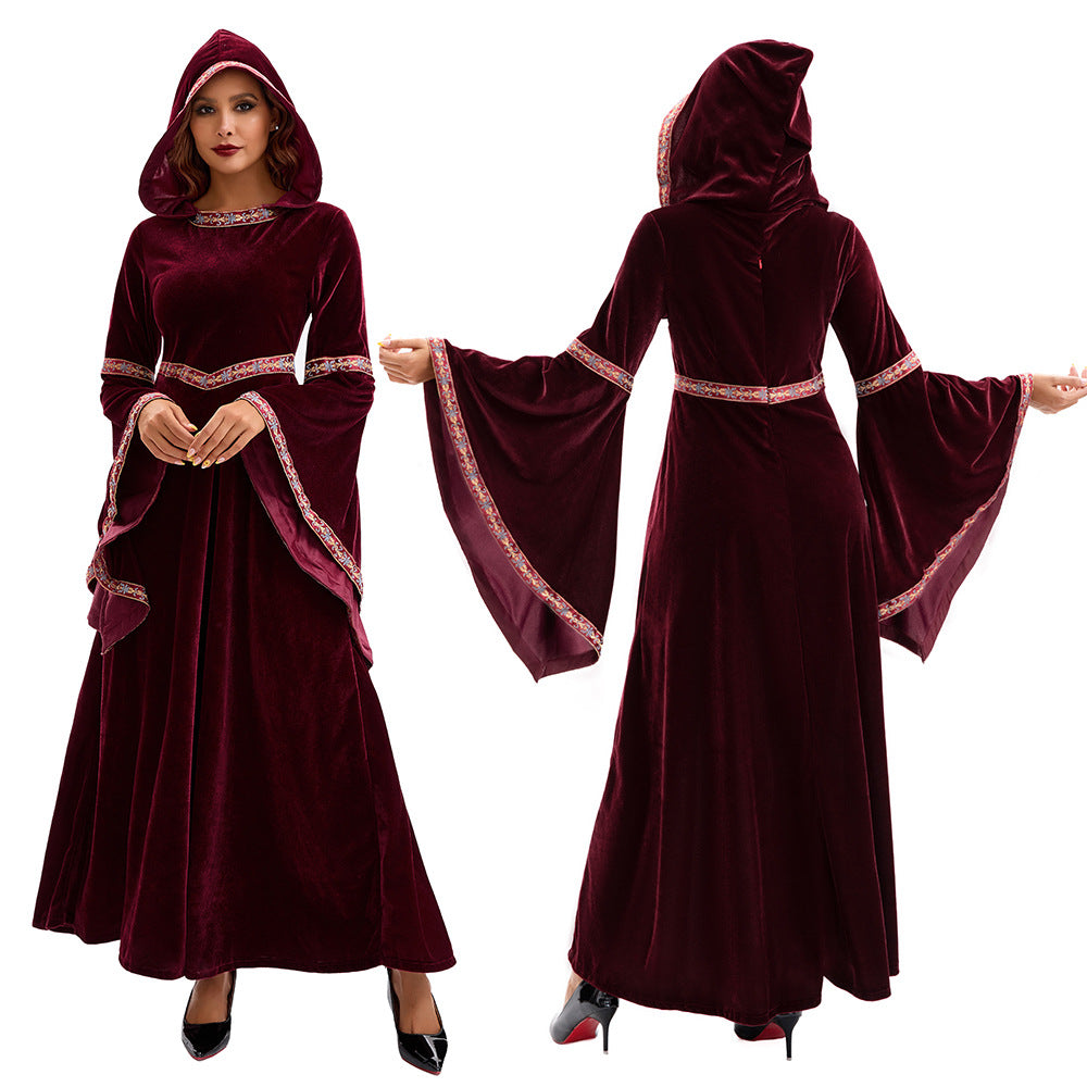 2025 Halloween Family Costume Performance Costume Party Performance Costume Adult European Medieval Burgundy Vampire