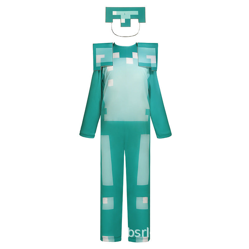 My World Child Cos Suit Steve Stage Game Performance Suit minecraft Halloween Costume in stock