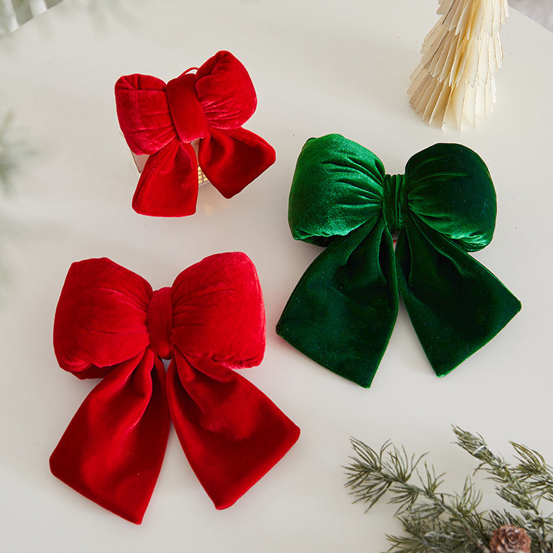 Christmas Tree Decoration Home Gold Velvet Bow Large Pendant Photo Atmosphere Props Atmosphere Flocking Bow