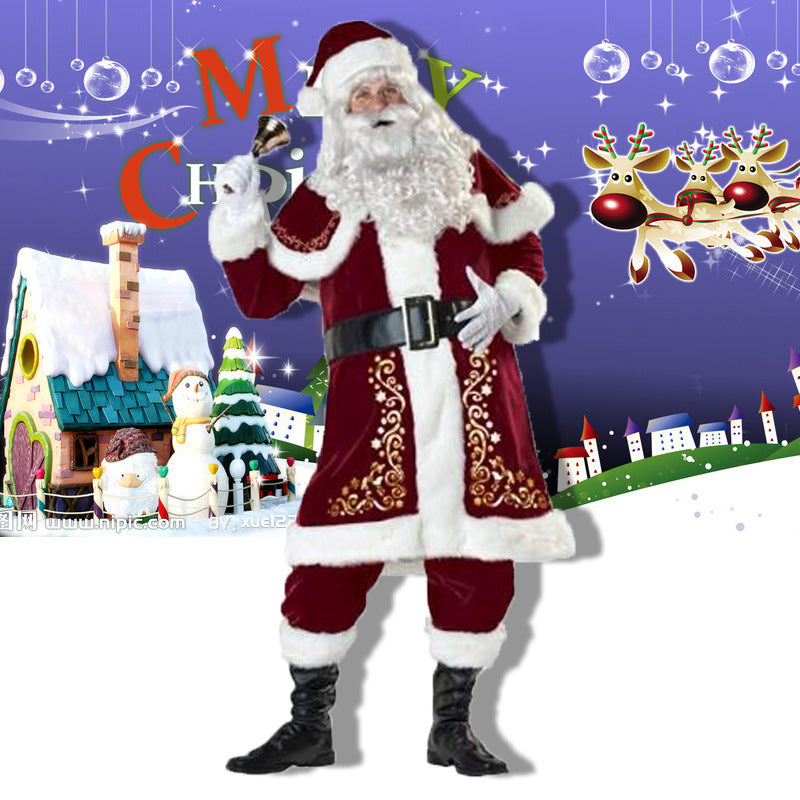 Cross-Border European and American Christmas Santa Claus Couple Costumes High-Quality Luxury Version Cosplay Masquerade Performance Costumes