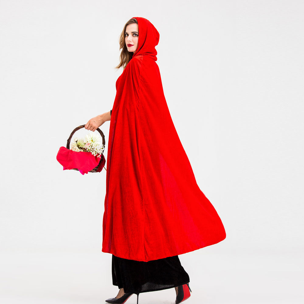 Halloween Retro Palace Dress Little Red Riding Hood Long Dress Cosplay Queen Character Performance Costume