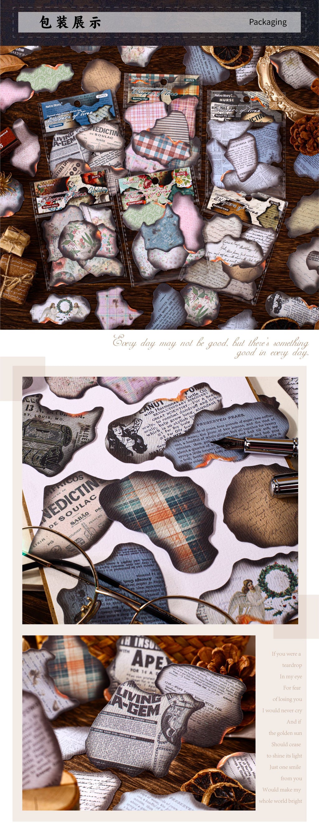 Retrostory Time Fragments Series Creative Sticker Pack Retro Style Base Decoration Collage Landscaping Journal Stickers