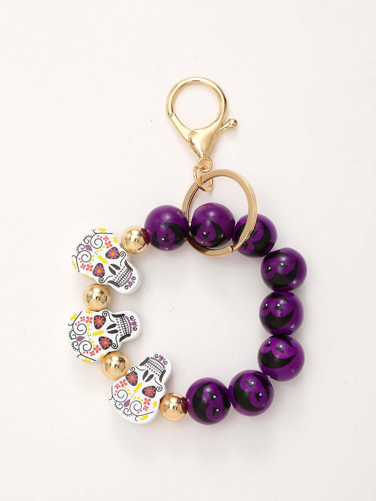 Sporty Baseball Independence Day Halloween Wooden Beads Wooden Fruit Summer Party Keychain Bracelet