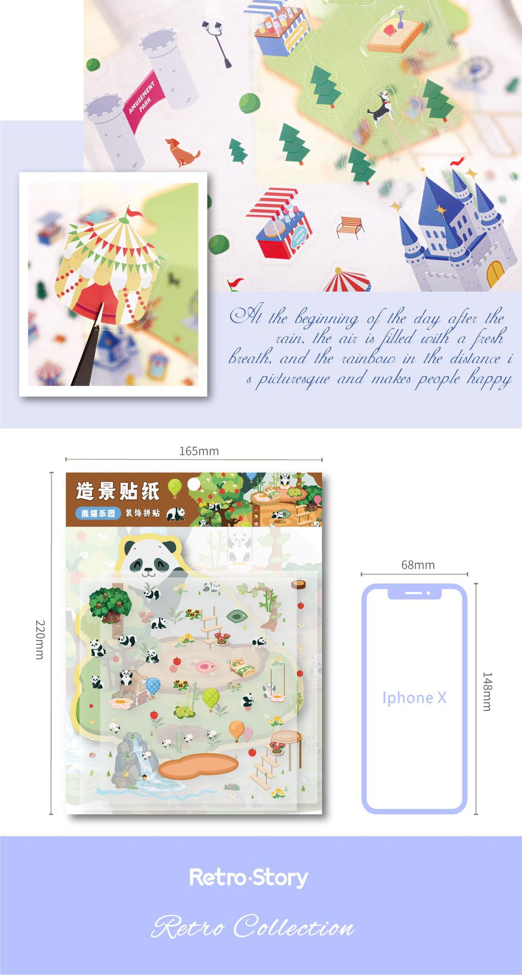 Carefully Selected Retrostory Cartoon Stereo House Scene Creative Stickers Kidsren's Stickers DIY Landscaping Handbook Stickers