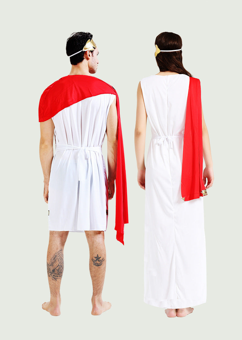 Halloween Masquerade Ancient Egyptian Greek Couple Red Shawl Stage Play Role-Playing Costume Ds Performance Costume