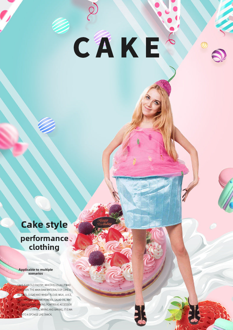 Cross Border Special for Mardi Gras Halloween New cosplay Prom Stage Dress Adult Cake Hooded suit