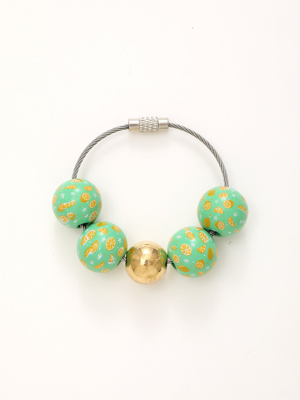 Sporty Baseball Independence Day Halloween Wooden Beads Wooden Fruit Summer Party Keychain Bracelet