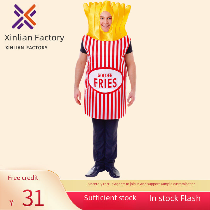 Fun Food Party Costume cosplay Play Mardi Gras Halloween Stage Performance Costume Fries Performance Costume