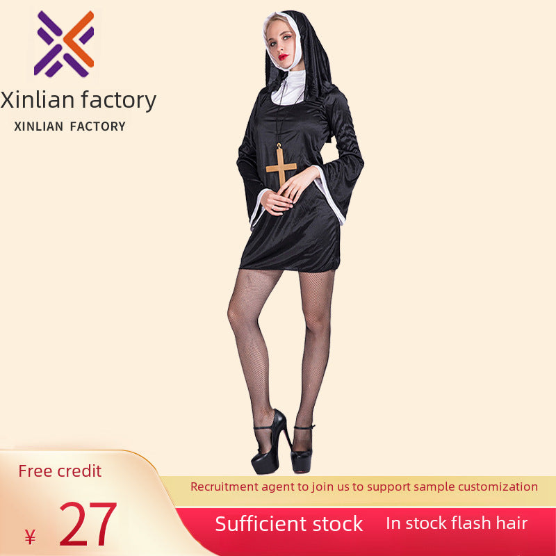 Easter Halloween Carnival Cosplay Party Costume Adult Nun Cosplay Stage Costume