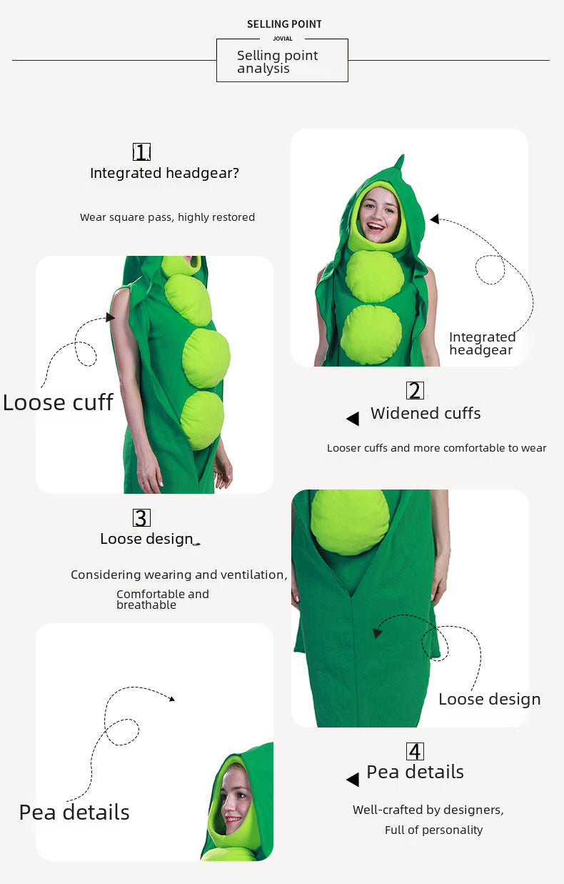 Halloween Carnival Performance Costume Party Stage Cosplay Cosplay Pea One-Piece Sponge Suit