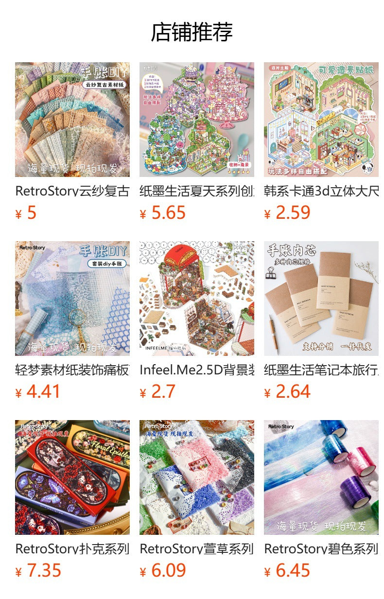 Retrostory Magic Fairy Series Creative Stickers Background Self-Adhesive Base Decoration Journaling Landscaping Stickers