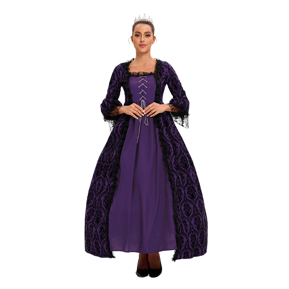 S-5xl plus size Halloween costume lace stitching vintage court queen dress Victoria maxi dress ball gown
