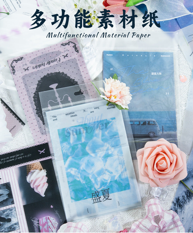 New Style Journal Background Sulfuric Acid Paper Diary Decoration Fresh Style Items Stickers Journal Material Paper Printing