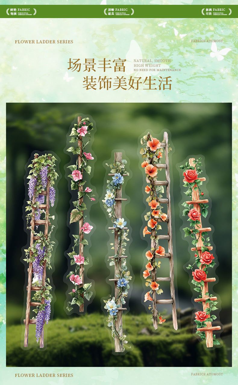 Retrostory Flower Ladder Pastoral Fresh Creative Stickers Decorative Stickers Children's Landscaping Material Journal Stickers