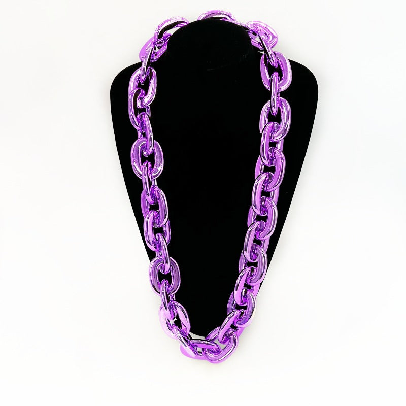 2025 Halloween Christmas Necklace Holiday Party Team Fan Ccb Thick Necklace Exaggerated Hip-Hop Big Gold Chain