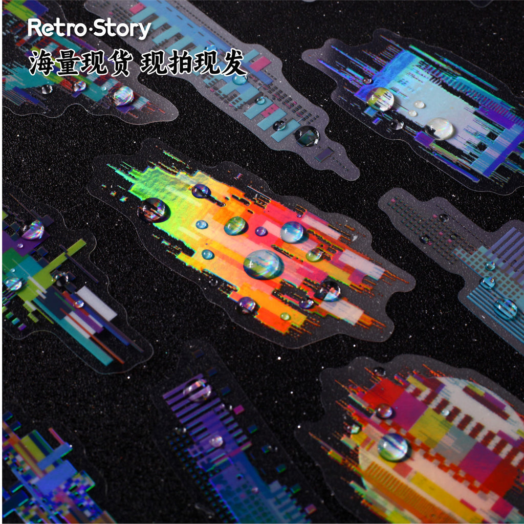 Retrostory Noise Space Series Laser Stickers 20 Creative Cyberpunk Style Decorative Stickers