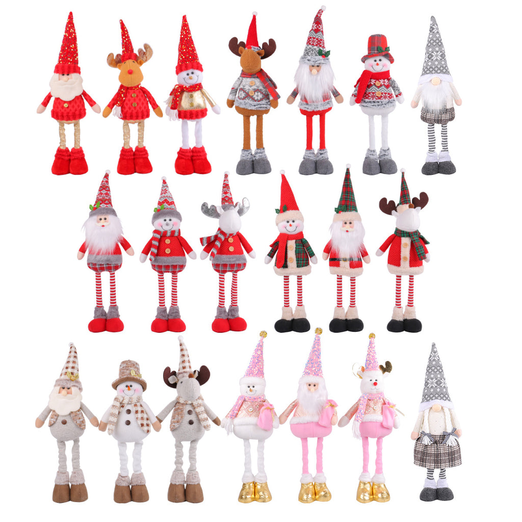 A variety of Christmas standing telescopic doll hotel window Christmas snowman elk doll decorative ornaments