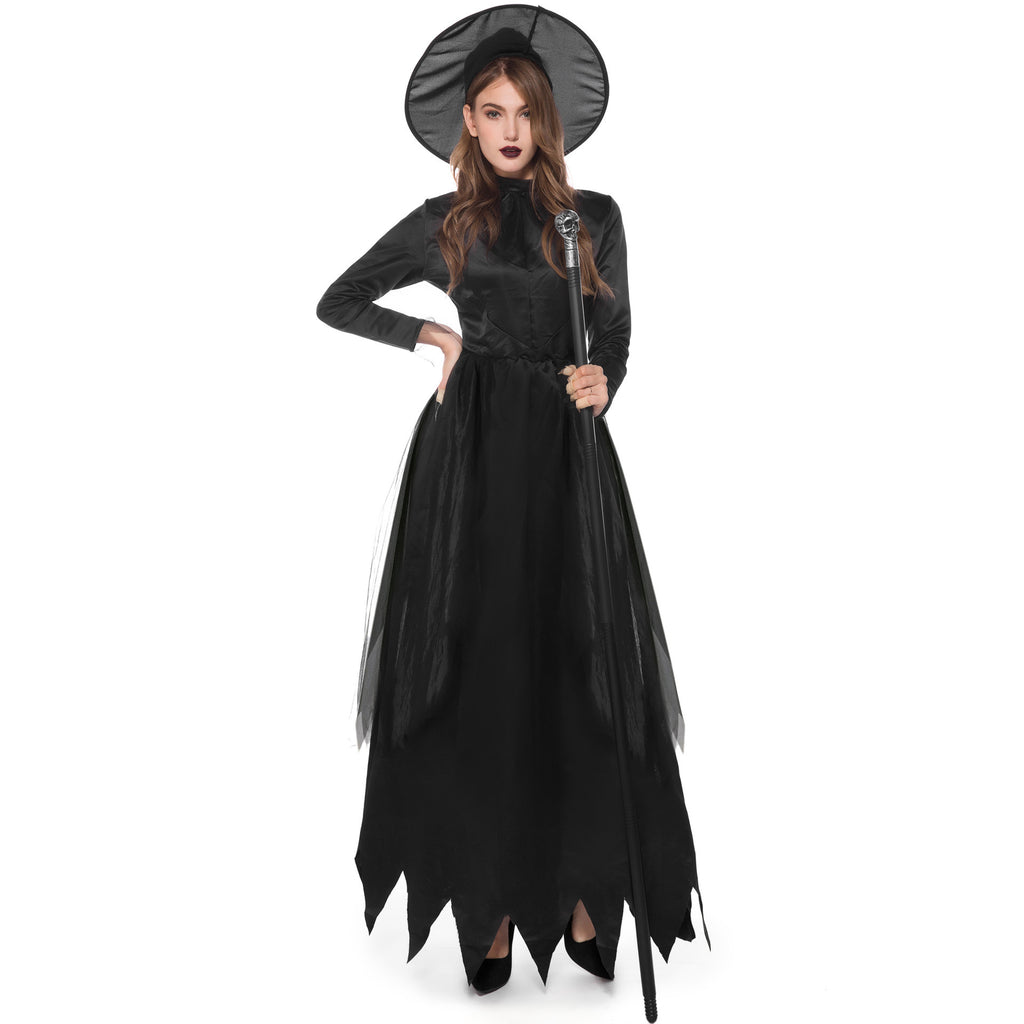 Export Halloween Cos Adult Black Witch Dark Demon Horror Masquerade Ghost Bride Costume