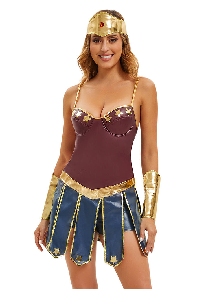 2025 Amazon New Halloween Cos Justice League Wonder Woman Greek Goddess Cosplay Costume