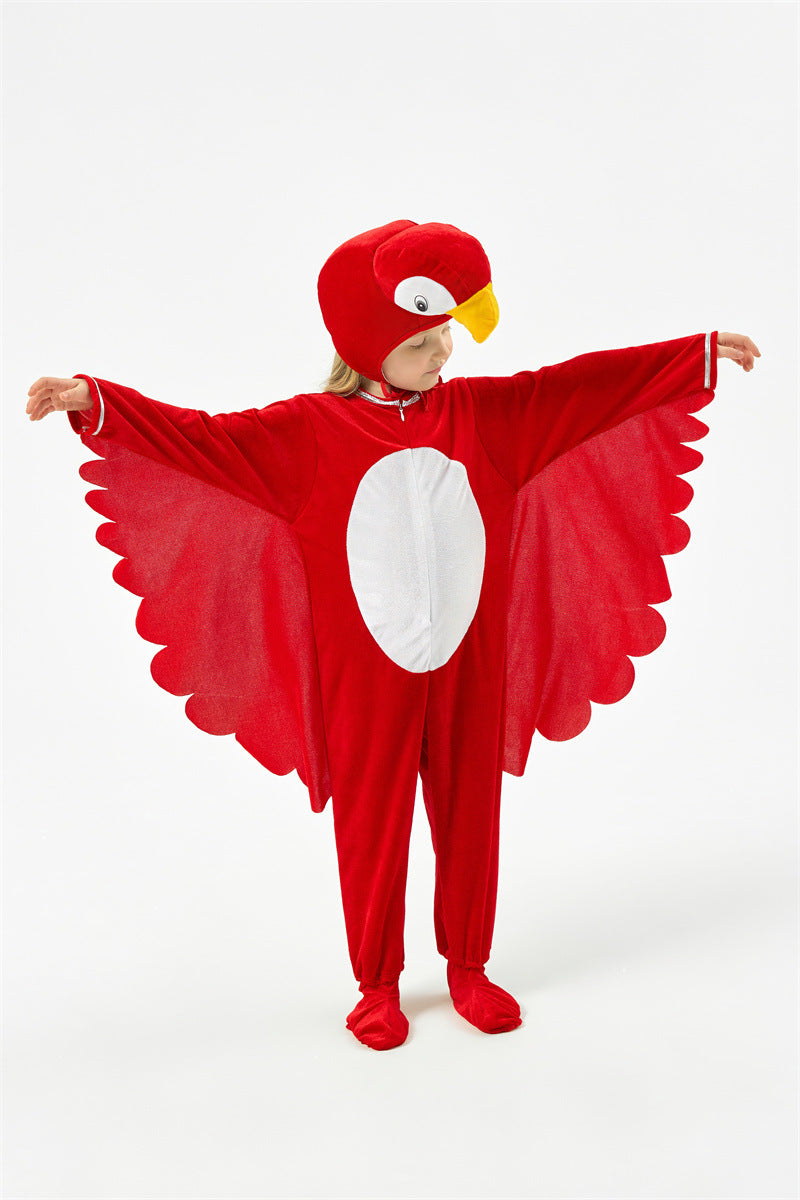 Halloween Children's Performance Costume Cartoon Animal One-piece Costume Blue Red Parrot COS Performance Costume