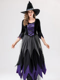European and American Halloween Cosplay Witch Costume Vampire Black Purple Dress Magic Witch Role Play