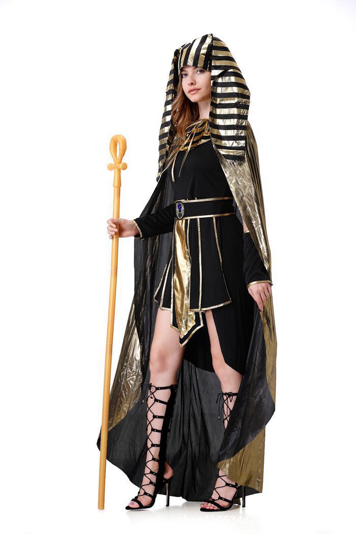 Cross-Border Halloween Egyptian Pharaoh Couple Cosplay Costumes for Men and Women Ancient Greek and Roman King Pharaoh Cleopatra Costumes