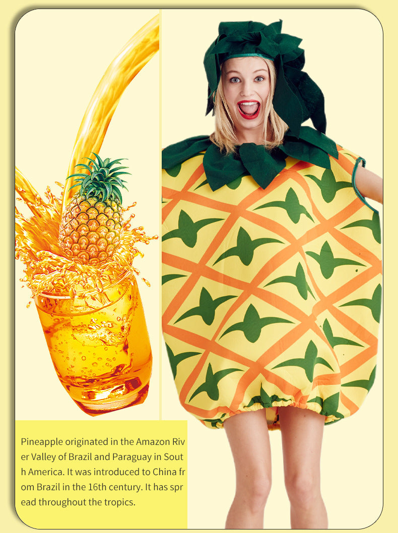New Fruit Pineapple Style Play Dress Halloween cosplay Stage Performance Hooded Pineapple Costume