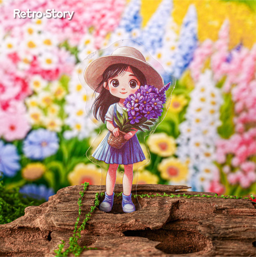 Retrostory Hibiscus Series Stickers Creative Sticker Paper Cute Material Decoration for Journaling Background Scenery Stickers
