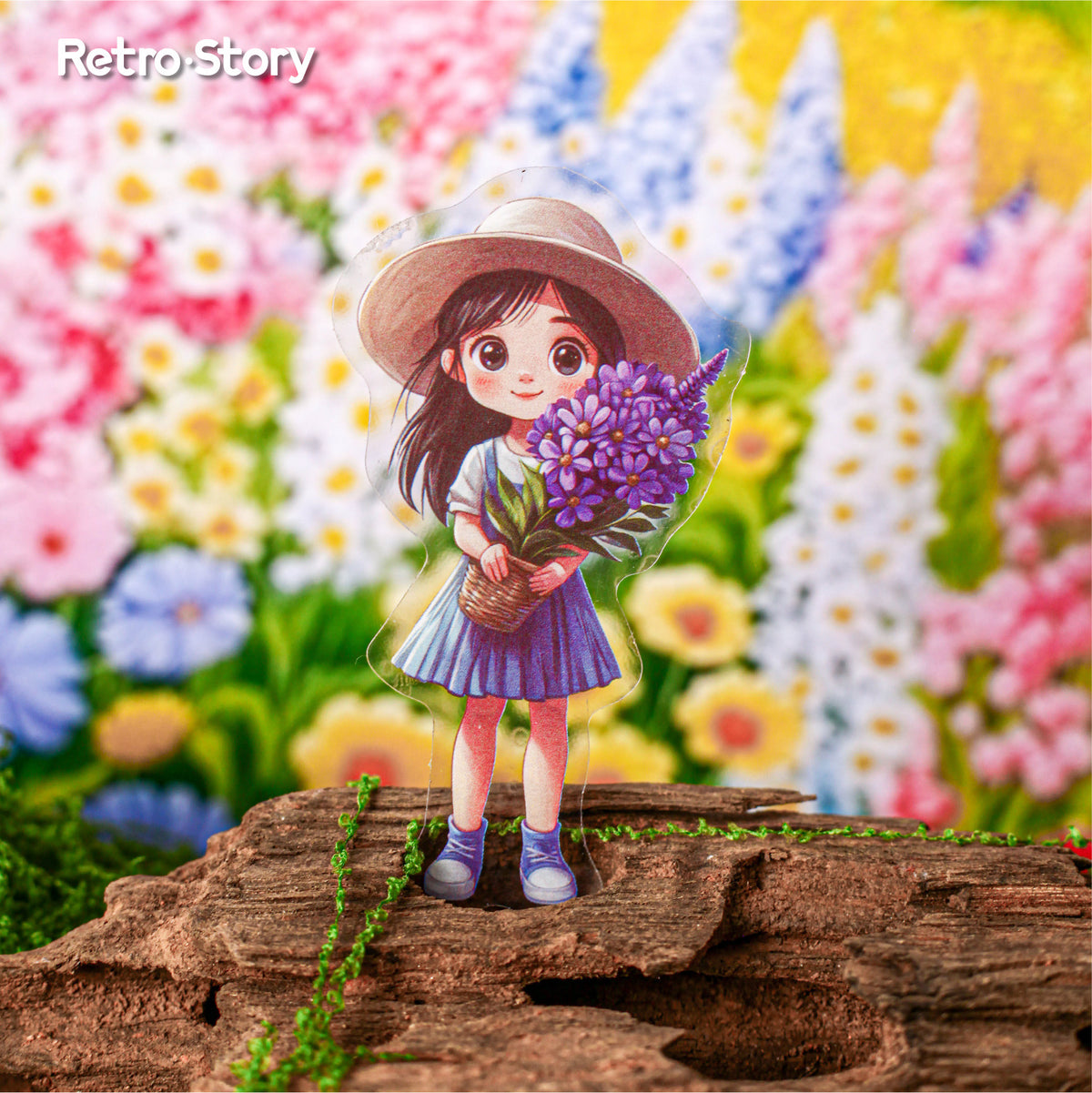 Retrostory Hibiscus Series Stickers Creative Sticker Paper Cute Material Decoration for Journaling Background Scenery Stickers