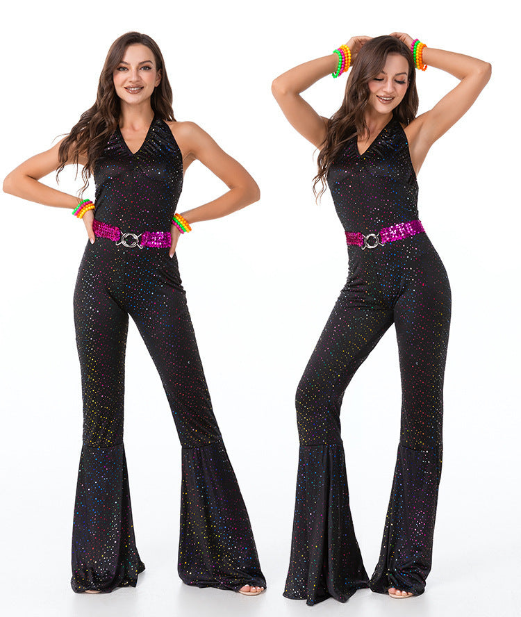 Halloween Costume Adult Retro European and American 70S Disco Sequin Couple Costume Bar Stage Performance Costume