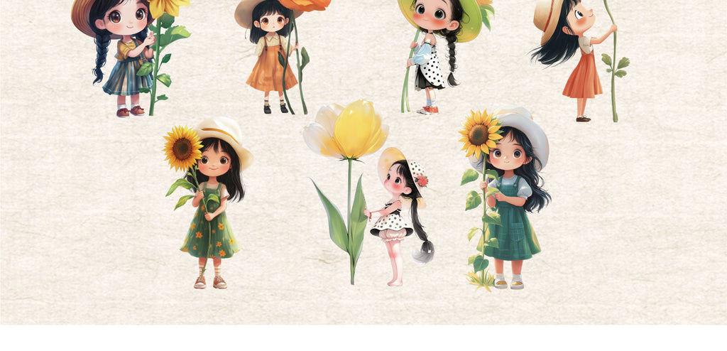 Retrostory Hibiscus Series Stickers Creative Sticker Paper Cute Material Decoration for Journaling Background Scenery Stickers