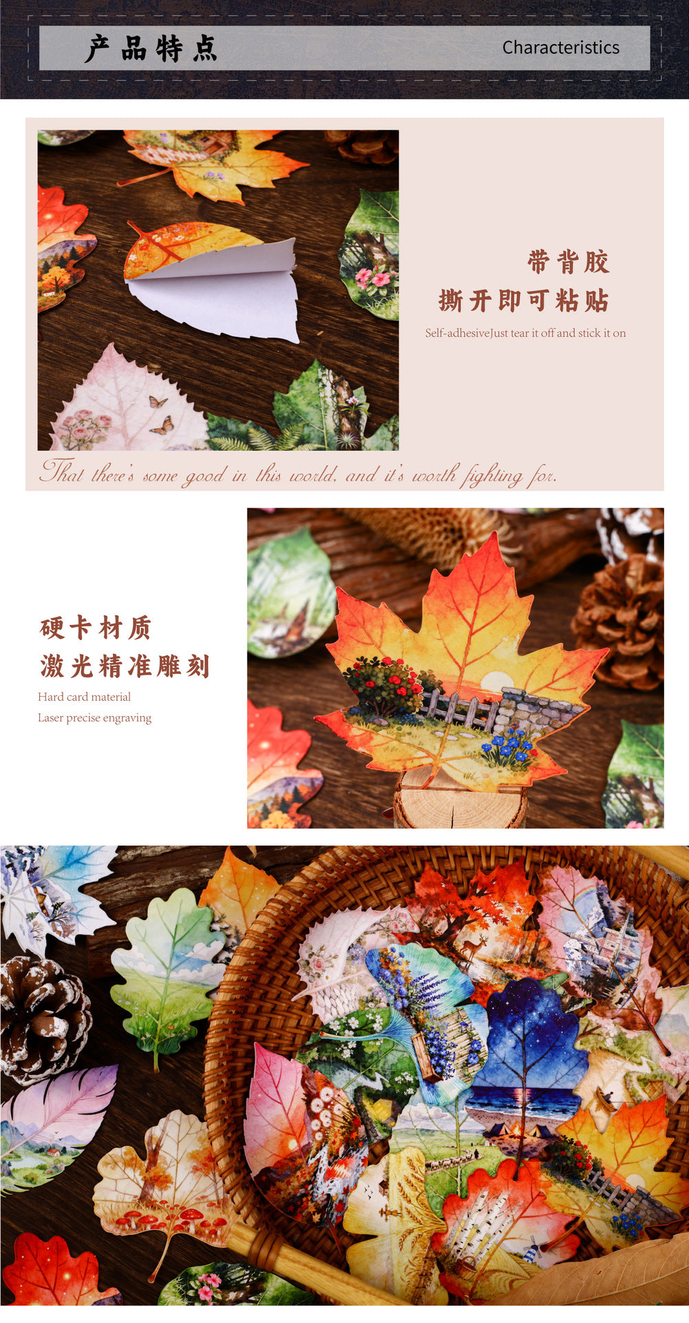 Retrostory Foliage Series Stickers Creative Leaf Landscaping Stickers Decorative Materials Handbook Material Base Stickers