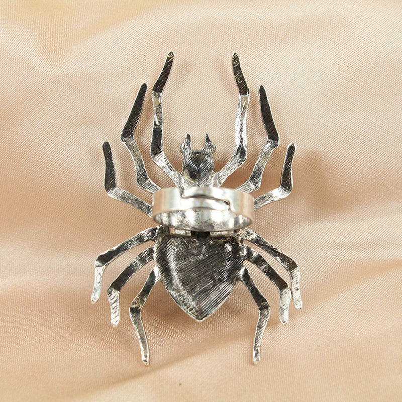 Cross-Border Halloween Exaggerated Retro Hip-Hop Dark Alloy Punk Ring European and American Adjustable Open Spider Ring