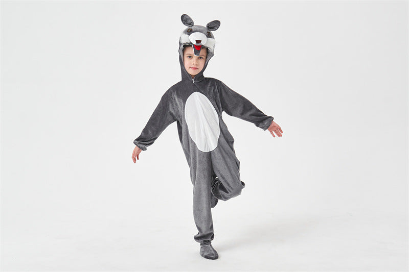 Halloween Big Bad Wolf Plays Parent-Child Animal Siaman Children's Drama Stage Performance Costume Big Tail Wolf