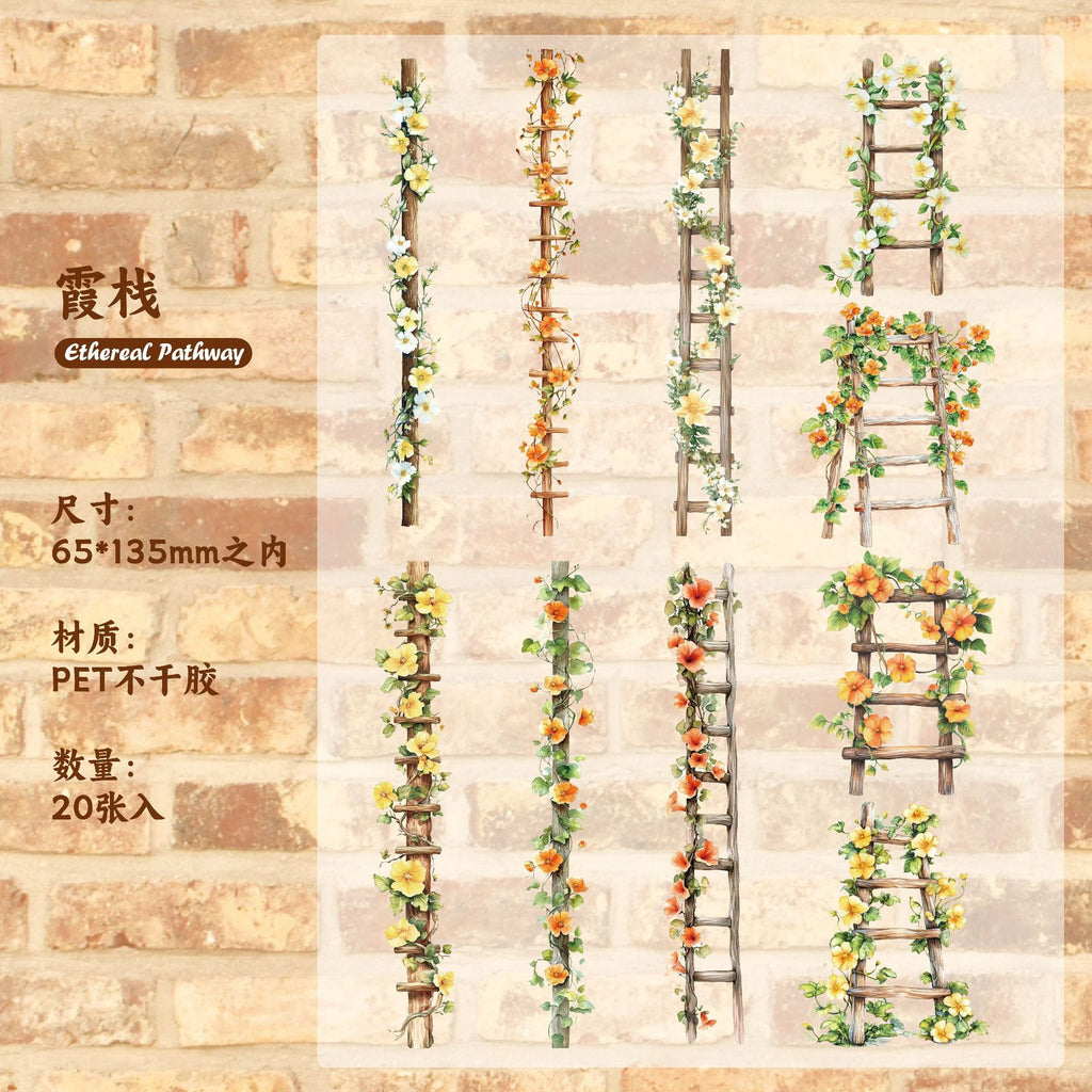 Retrostory Flower Ladder Pastoral Fresh Creative Stickers Decorative Stickers Children's Landscaping Material Journal Stickers
