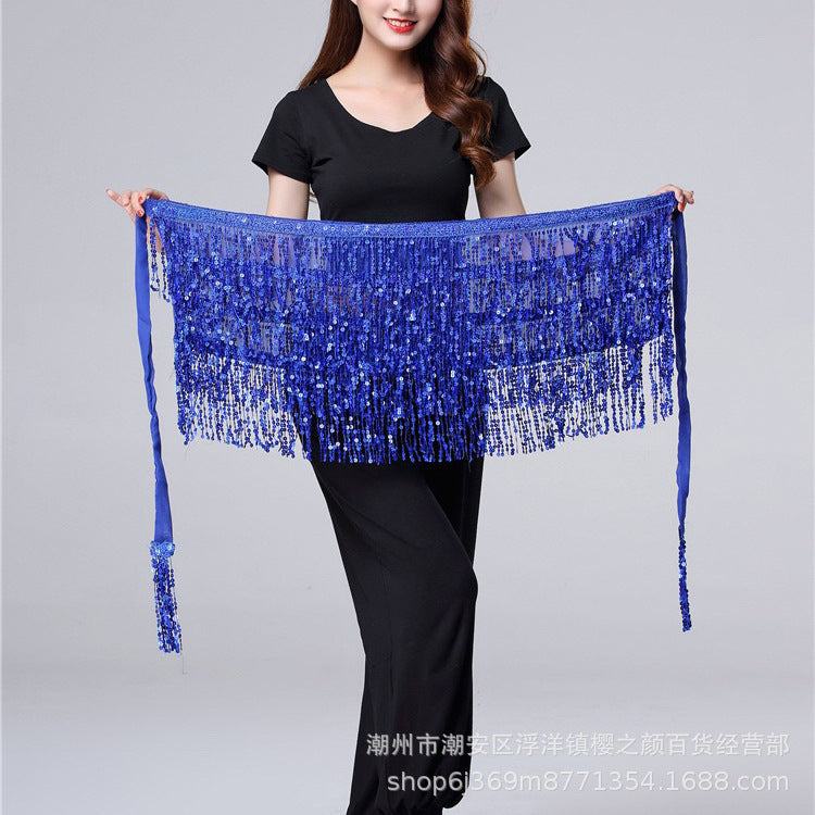 Halloween in stock Belly Dance Performance Costume Sequins Tassel Hips Bead Pieces Waist Chain Indian Dance Waist Towel Wholesale