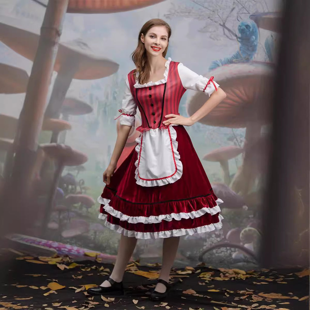 European and American New Halloween Little Red Riding Hood Cos Role-Playing Anime Party Costume Little Red Riding Hood Performance Outfit