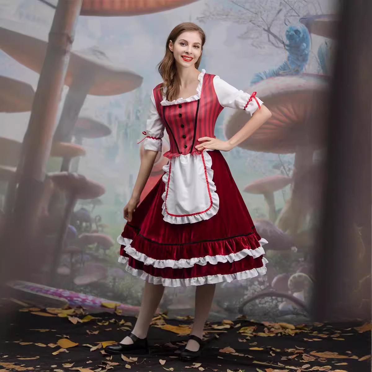 European and American New Halloween Little Red Riding Hood Cos Role-Playing Anime Party Costume Little Red Riding Hood Performance Outfit